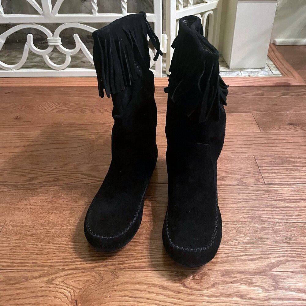 Rampage Brody Black Suede Moccasin Boots size 6